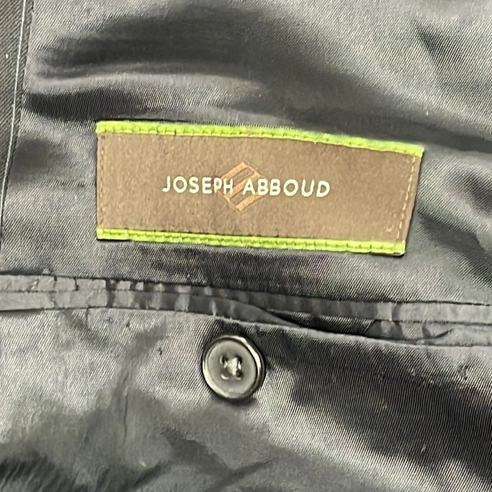 Joseph Abboud Black Pinstripe Suit Business Formal Wool Sz 42S Jacket 36 Pants